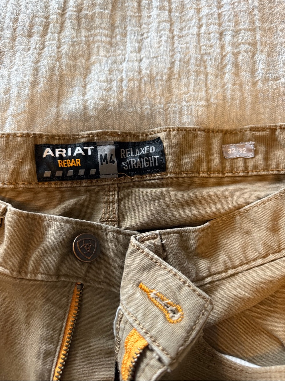 Ariat Rebar Relaxed Straight Chinos in Khaki Tan